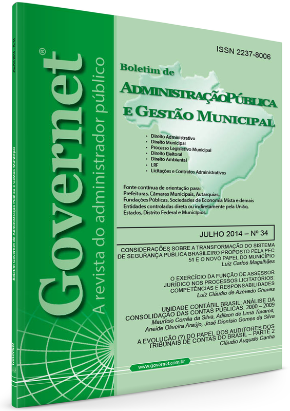 Capa de Livro: Boletim de Administração Pública e Gestão Municipal (jan. 2020)